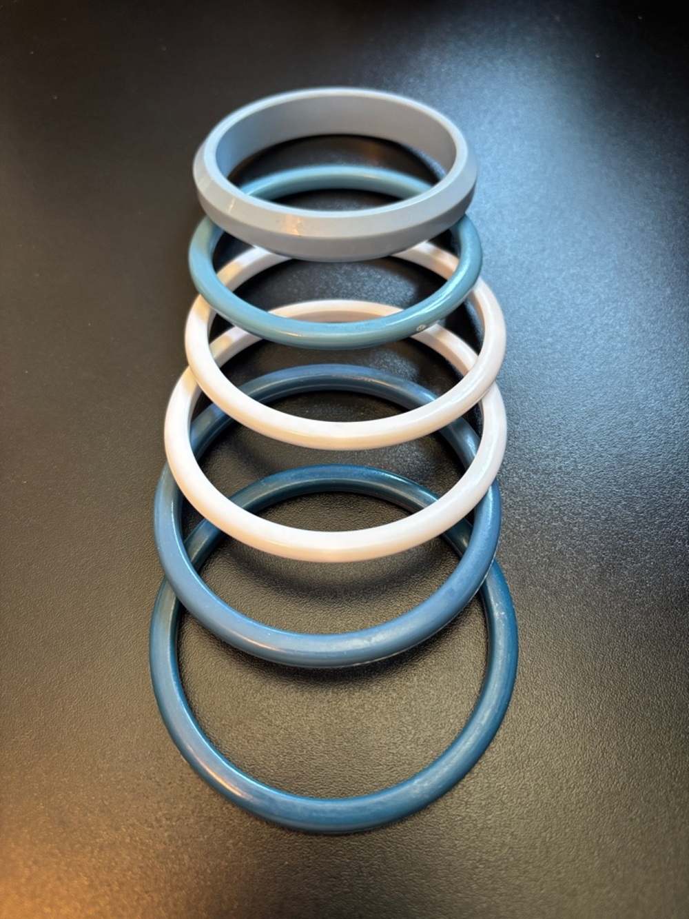 Set of Blue and White Resin Bangle Bracelets